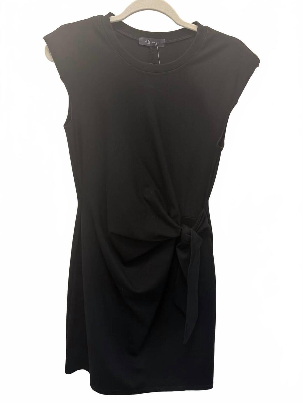 NEW KLD women's cap sleeve side tie dress in black